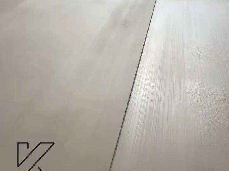 Smooth troweled concrete slab with crisp joint lines